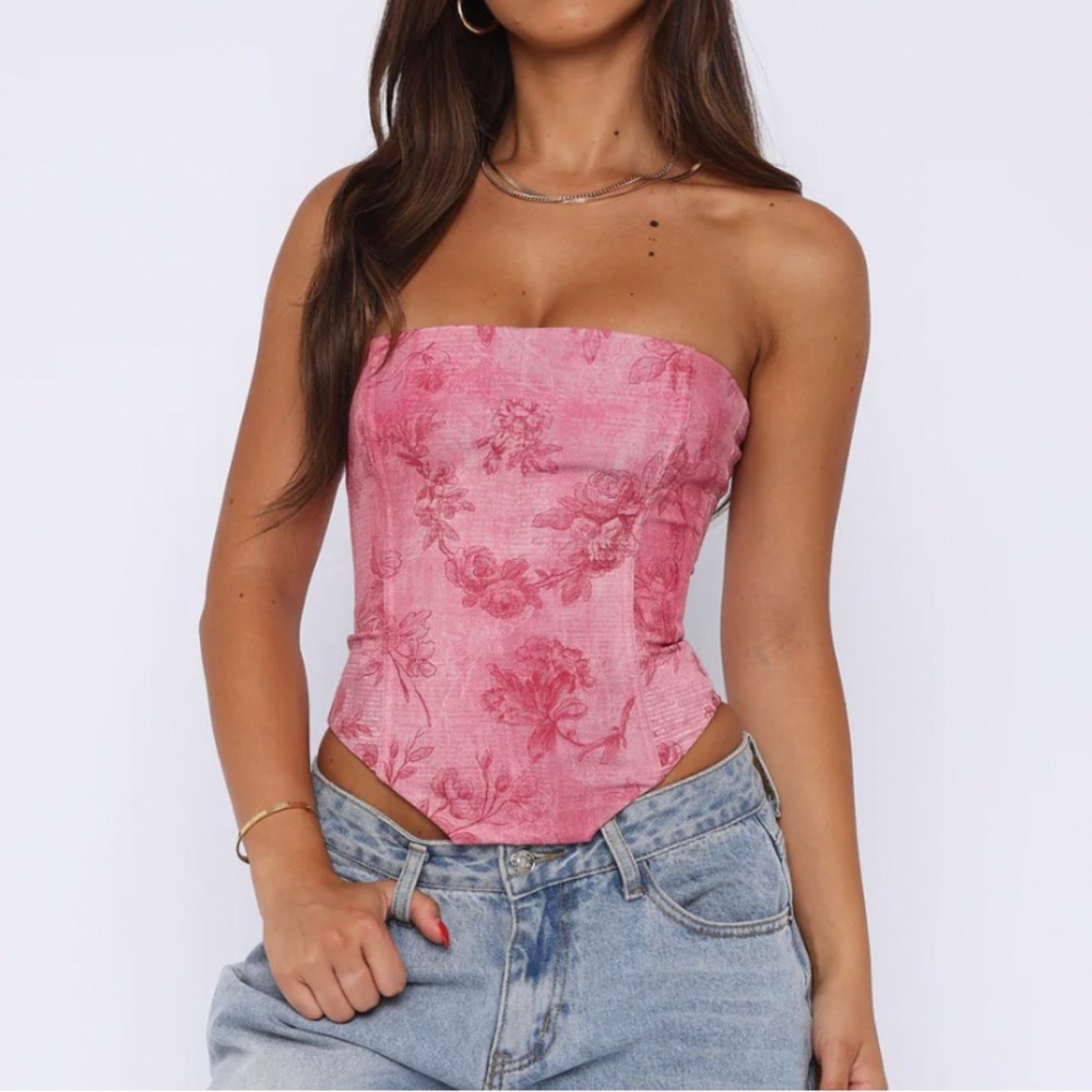 White Fox Boutique Pink Floral Blouse